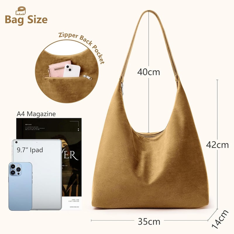 KALIDI Casual Tote Bag Vegan Leather Hobo Zipper Work Bag Weekender Shoulder for Women Shoulder Travel Purse - Image 5